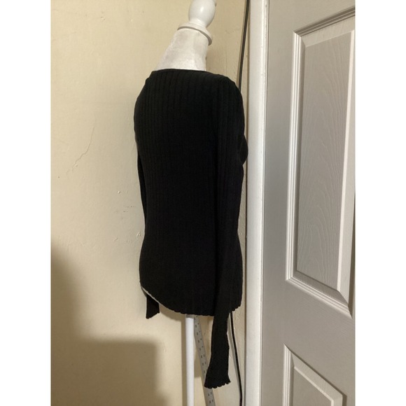 Free People Black Tilly Ribbed Button Up Long Sleeve Top M - Picture 4 of 8